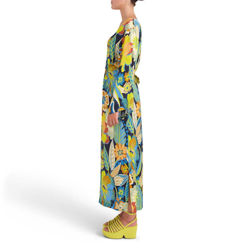 Thumbnail of The Selma Ecovero Silky Floral Fitted Kaftan Dress image