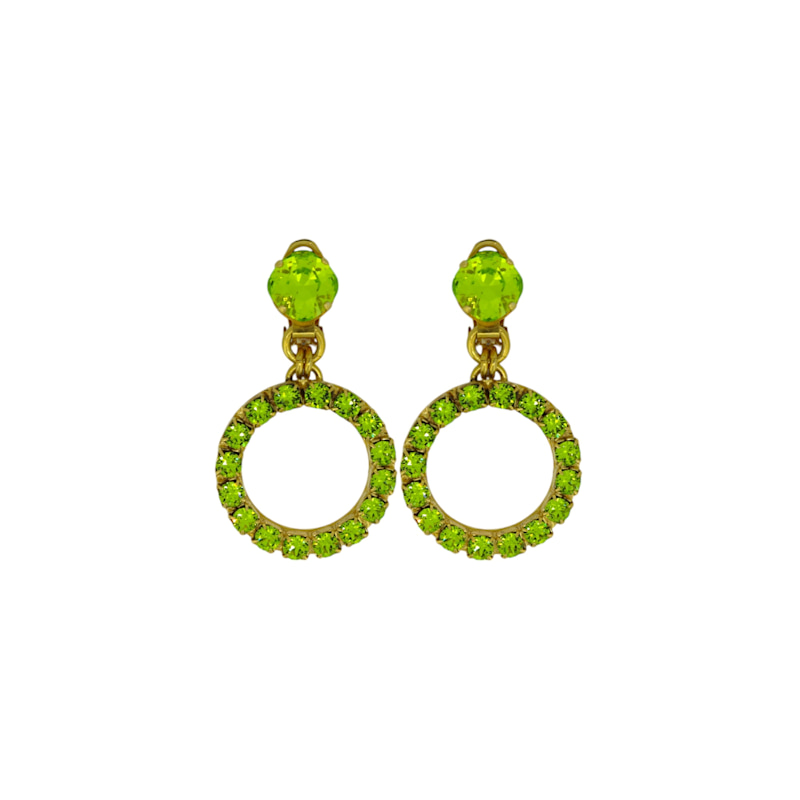 Thumbnail of The Small Green Hoop Earrings In Gold - Clip image