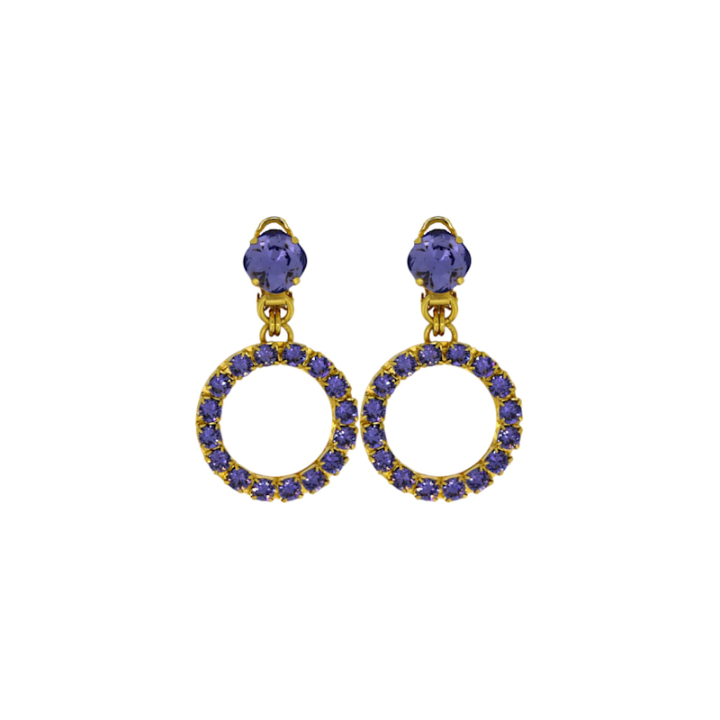 Thumbnail of The Small Purple Hoop Earrings In Gold - Clip image