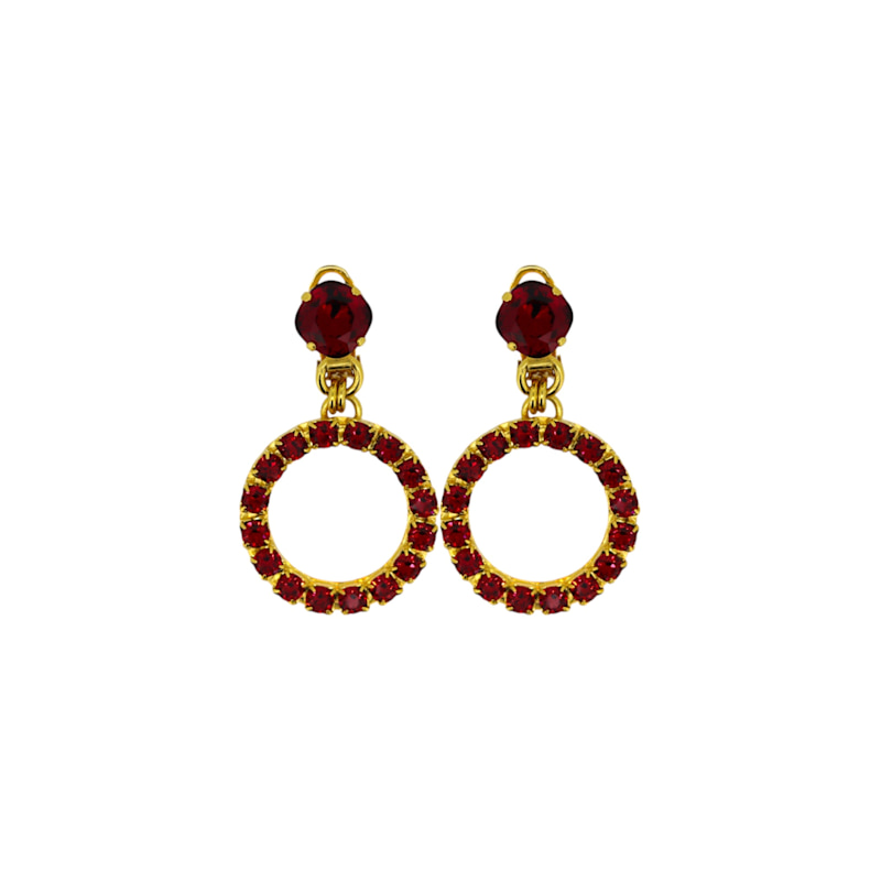 Thumbnail of The Small Red Hoop Earrings In Gold - Clip image