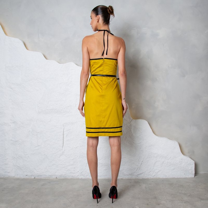 Thumbnail of The Soleil Halter Dress – Mustard Yellow image