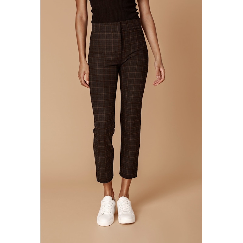 Thumbnail of The Stretch Tailored Ankle Pant In Tan Plaid image