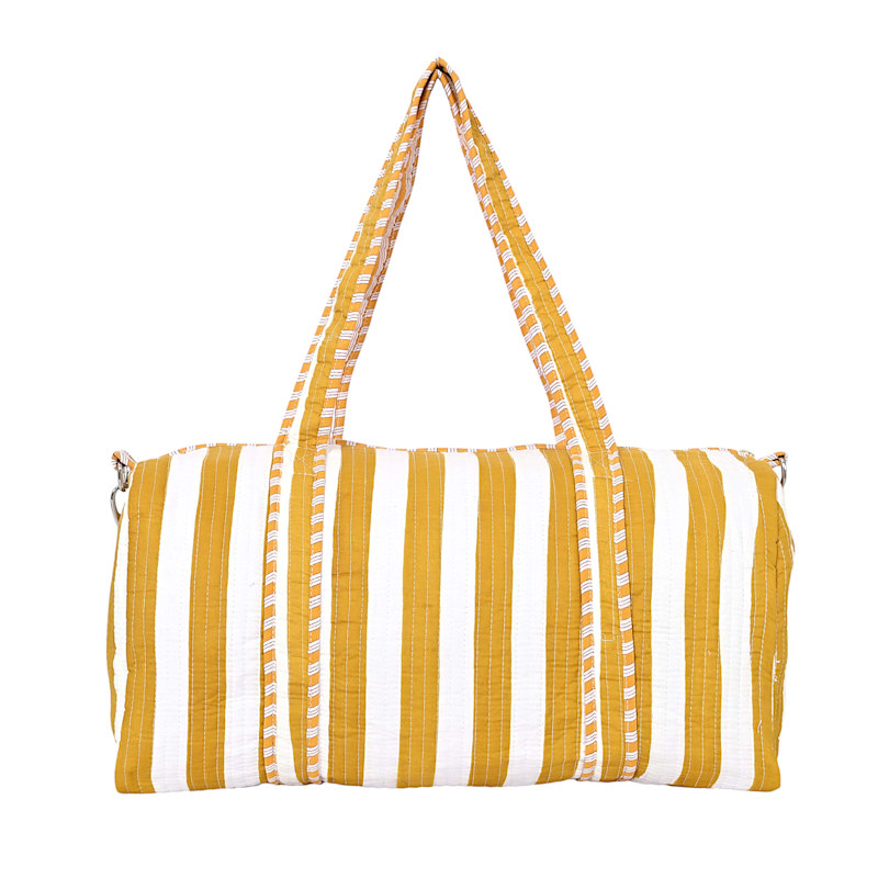 Thumbnail of The Striped Cotton Weekender - Gold image