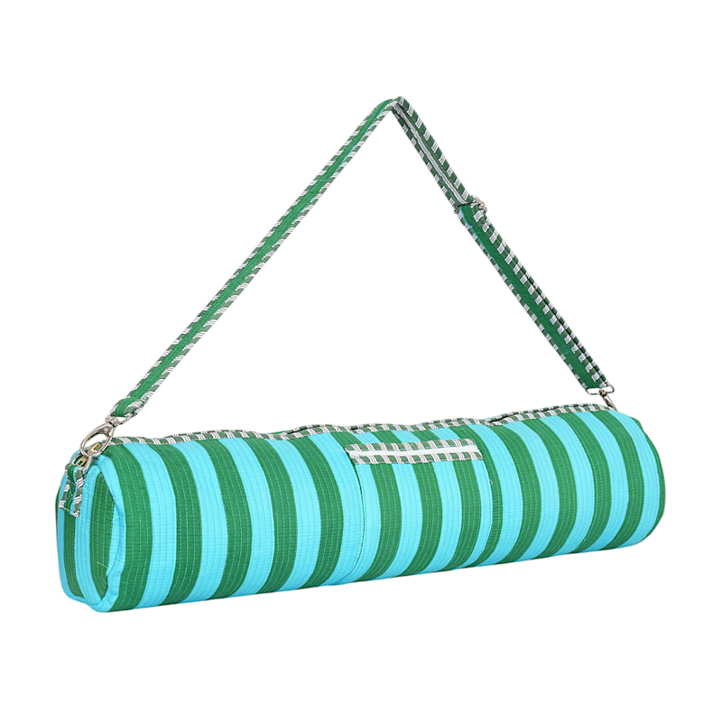 Thumbnail of The Striped Cotton Yoga Bag - Blue And Green image