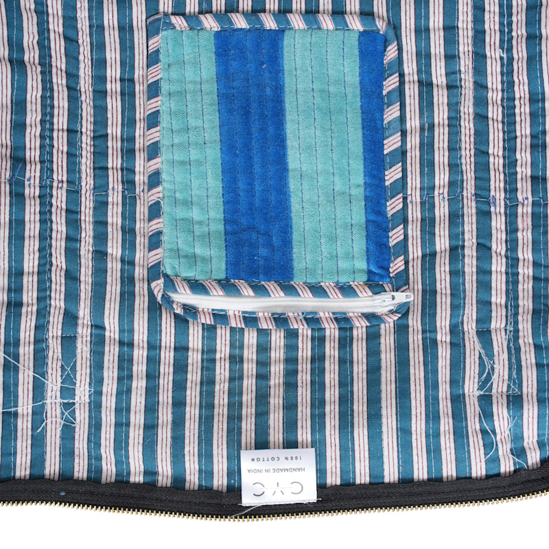 Thumbnail of Striped Velvet Weekender - Grey image