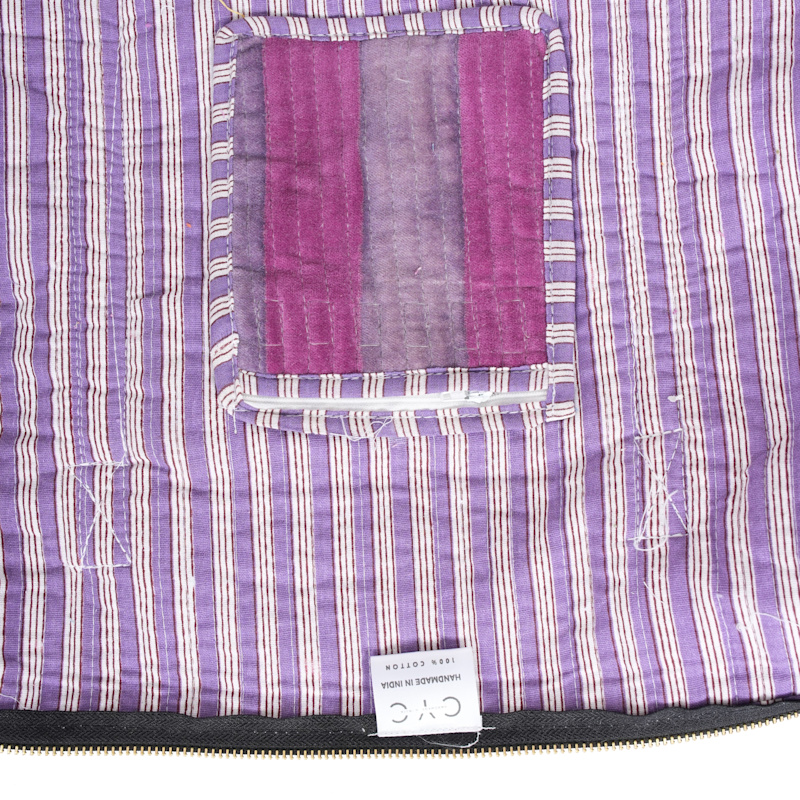Thumbnail of Striped Velvet Weekender - Grey image