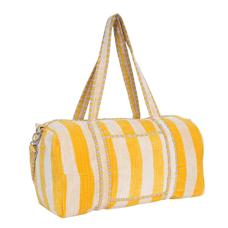 Thumbnail of Striped Velvet Weekender - Grey image
