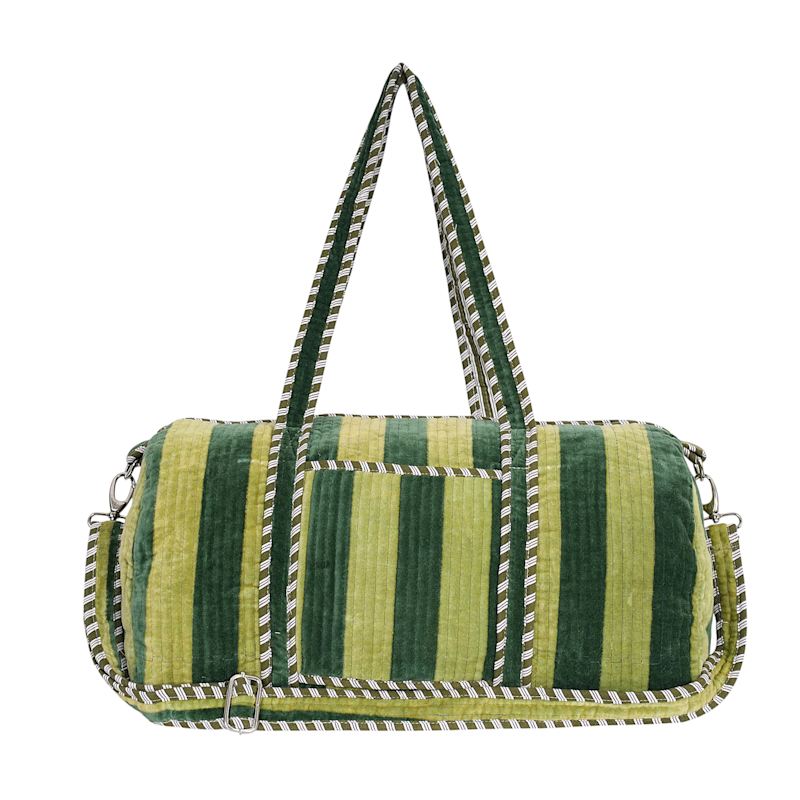 Thumbnail of Striped Velvet Weekender - Grey image