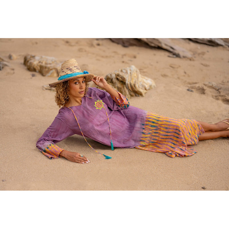 Thumbnail of The Susie Organic Cotton Purple Kaftan Dress image