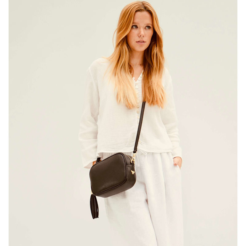 Thumbnail of The Tassel Black Leather Crossbody Bag image