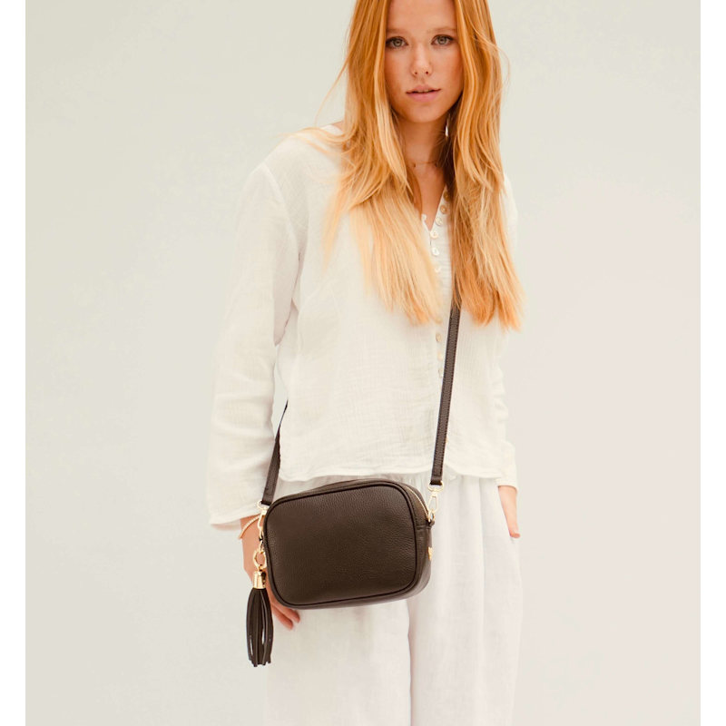 Thumbnail of The Tassel Black Leather Crossbody Bag image