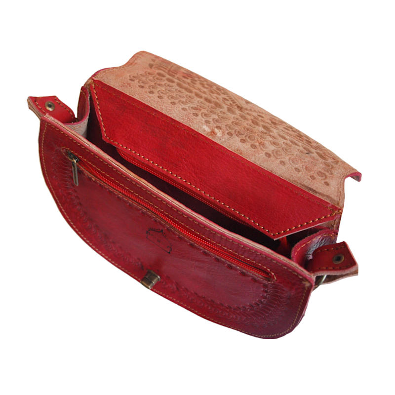 Thumbnail of The Temara Embossed Saddle Bag In Red image