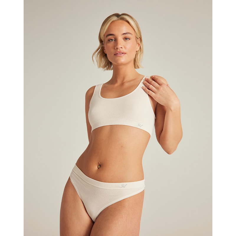 Thumbnail of The Tencel  ™ Seamless Crop Top - White Sand image
