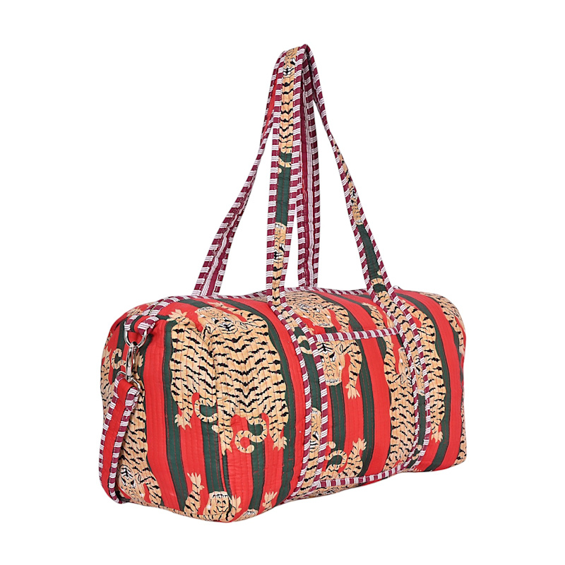 Thumbnail of The Tibetan Tiger Cotton Weekender In Green & Red image