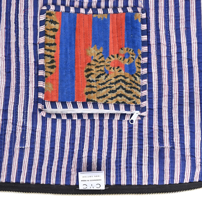Thumbnail of The Tibetan Tiger Velvet Weekender - Orange And Pink image