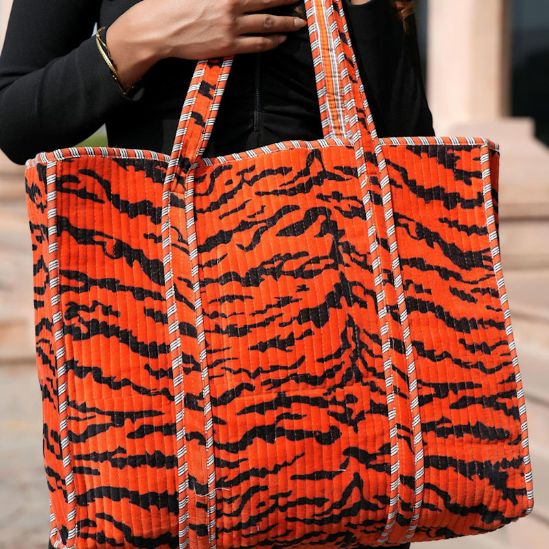 The Tiger Velvet Bag In Orange | Conscious Yoga Collective | Wolf