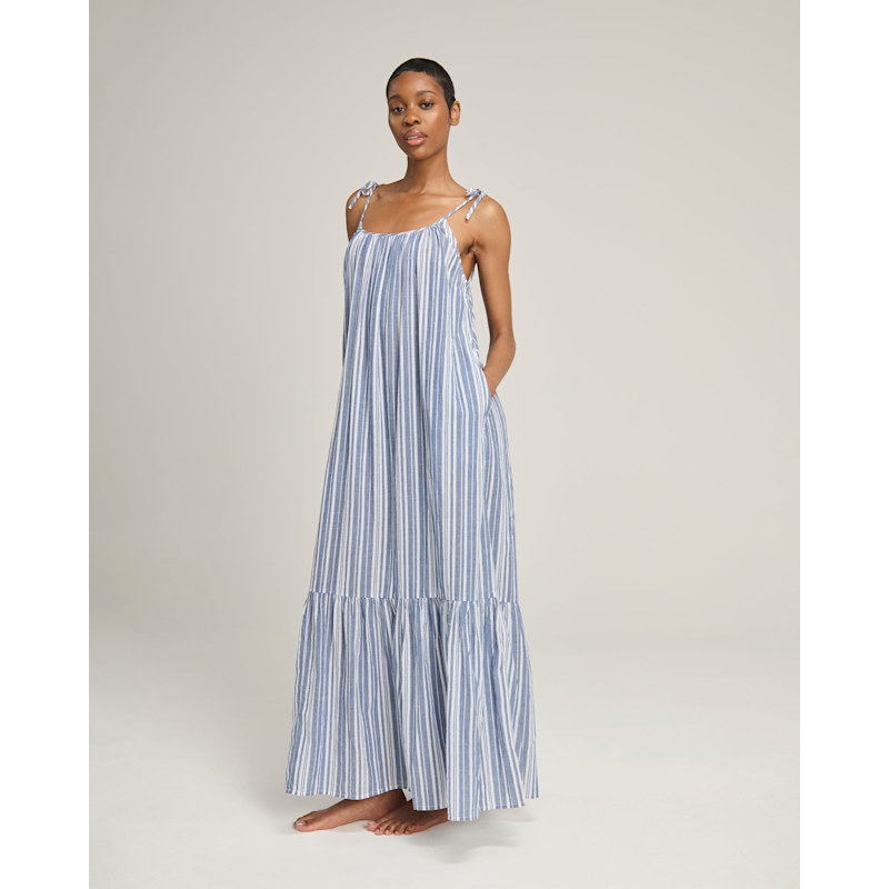 chinese dress ladies Staple The Label Mathilde Mini Shirt Dress In Blue Stripe main image 1
