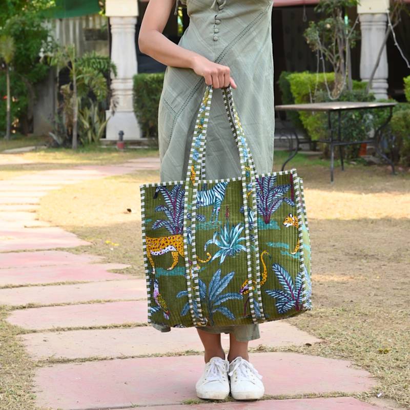 Thumbnail of The Ultimate Velvet Jungle Tote In Green image