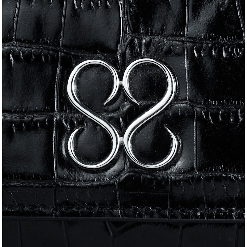 Thumbnail of The Valentina Croc Clutch In Black image