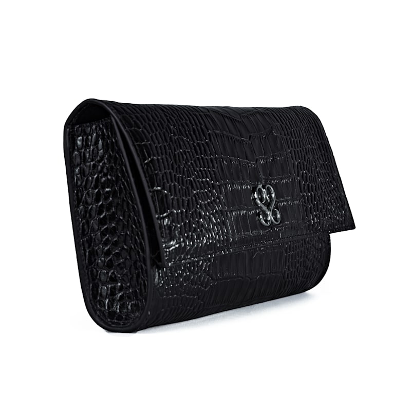 Thumbnail of The Valentina Croc Clutch In Black image