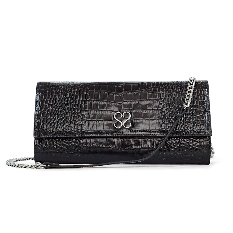 Thumbnail of The Valentina Croc Clutch In Black image