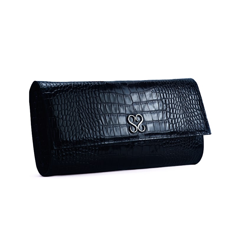 Thumbnail of The Valentina Croc Clutch In Black image