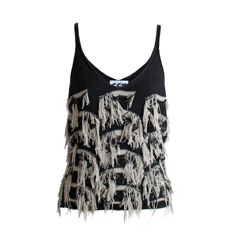 Thumbnail of Cotton Fringe Top - Black & Grey Sand image