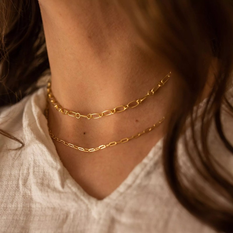 Thumbnail of Thin Paperclip Gold Chain Necklace image