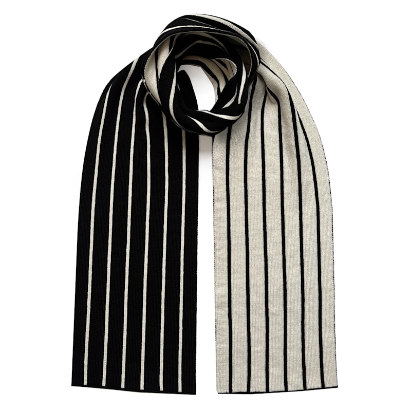Thumbnail of Thin Stripe Wool & Cashmere Scarf Black image