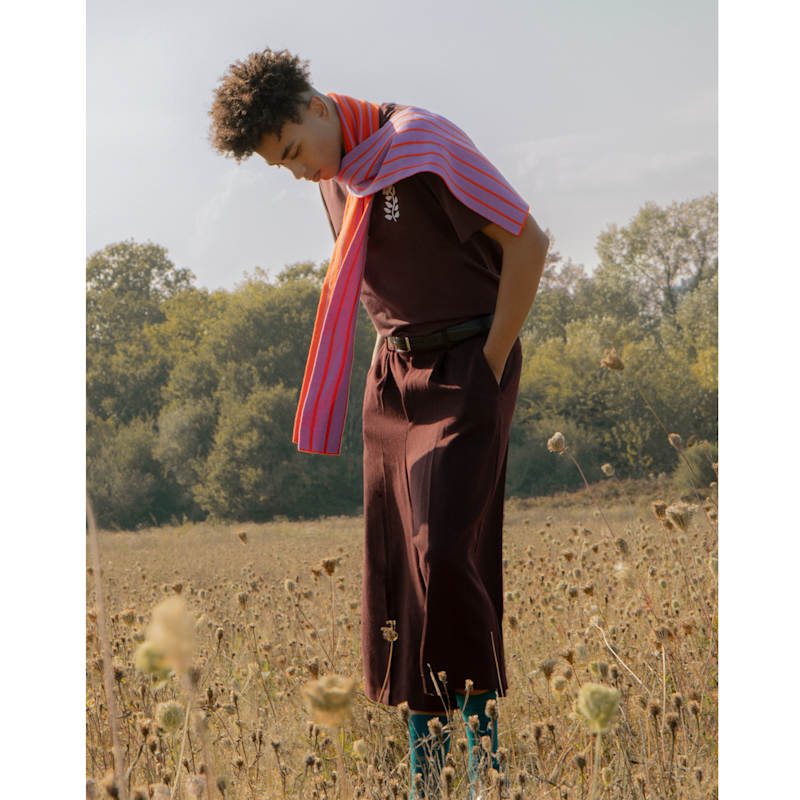 Thumbnail of Thin Stripe Wool & Cashmere Scarf Orange & Purple image