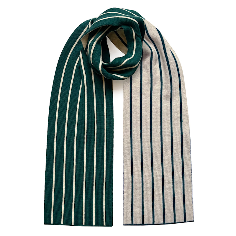 Thumbnail of Thin Stripe Wool & Cashmere Scarf Teal Women image