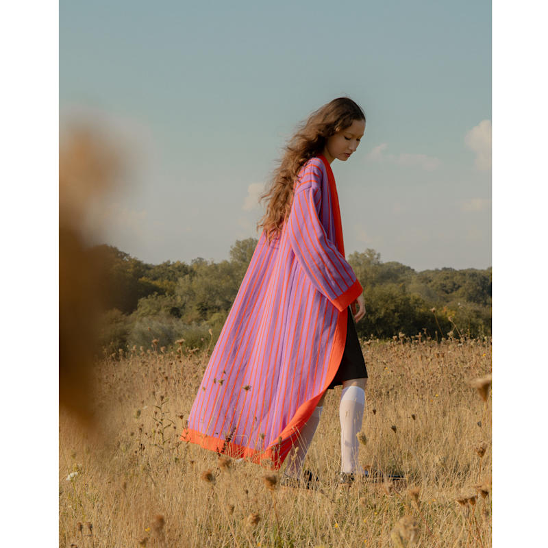 Thumbnail of Thin Striped Long Wool & Cashmere Cardigan image
