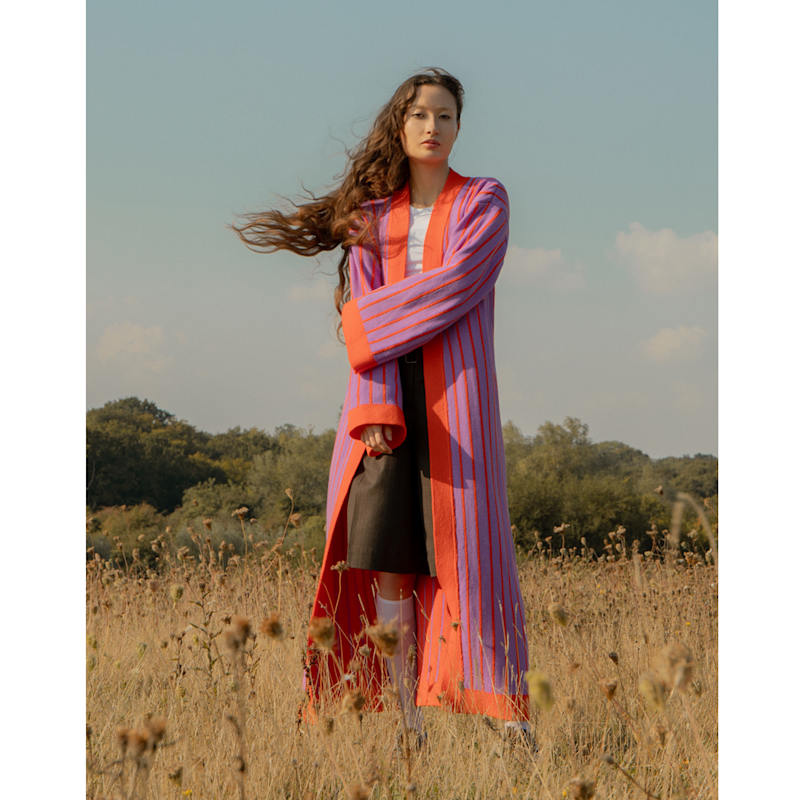 Thumbnail of Thin Striped Long Wool & Cashmere Cardigan image