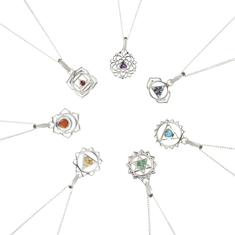 Thumbnail of Heart Chakra Silver Necklace - Emerald image