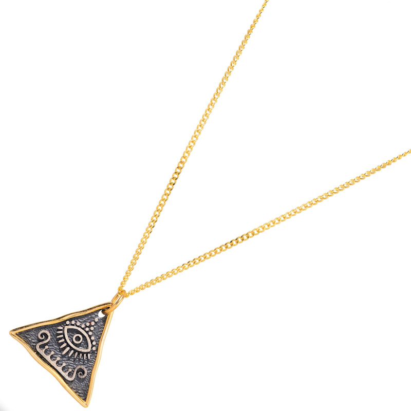 Thumbnail of Spiritual Evil Eye Protection Sterling Silver & Gold Necklace - Silver image