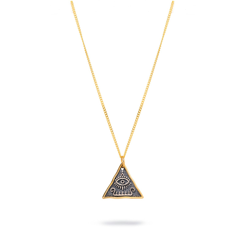 Thumbnail of Spiritual Evil Eye Protection Sterling Silver & Gold Necklace - Silver image