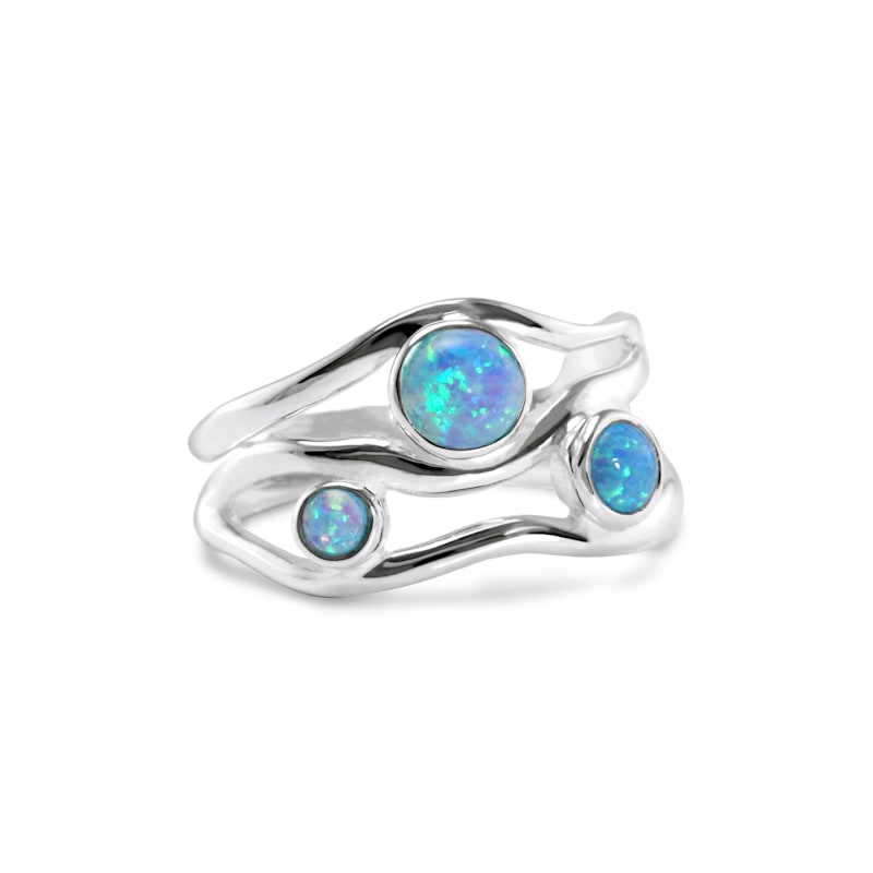 Thumbnail of Three Blue Fire Opal Gemstone Ring image