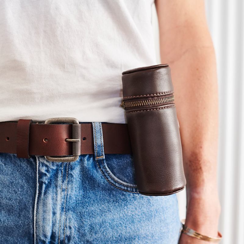Thumbnail of Three Golf Ball  Leather Holder - Dark Brown image
