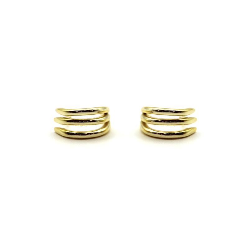 Thumbnail of Three-Layer Line Huggie Gold Vermeil Earrings image