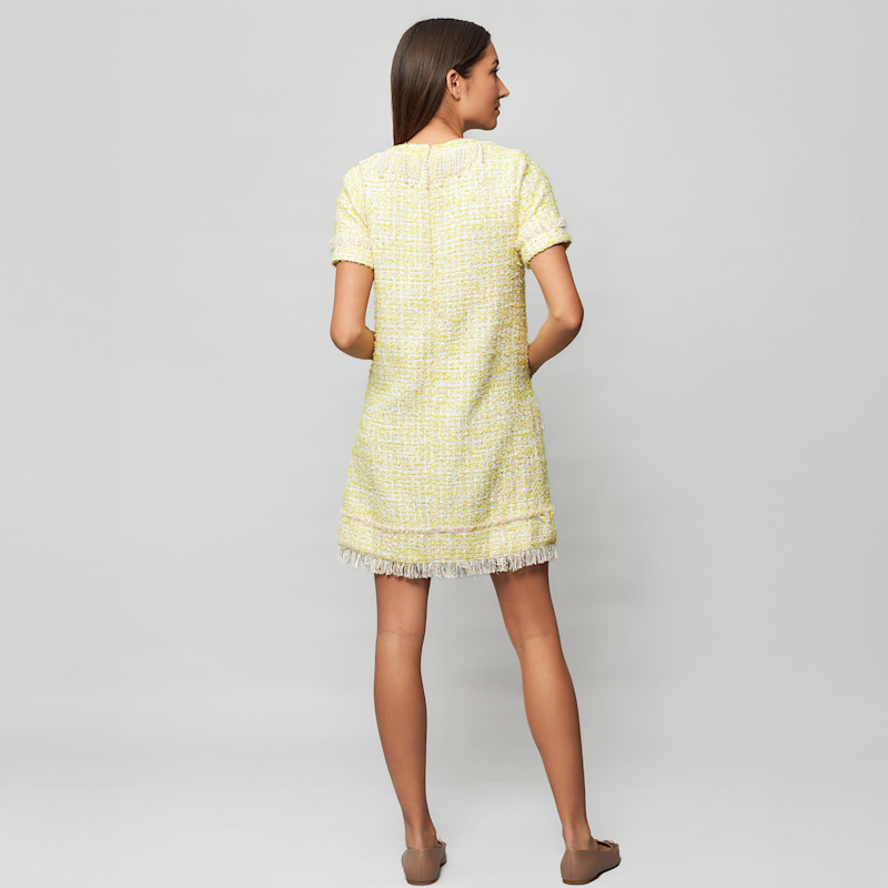 Tia Tweed Bouclé Sheath Mini Dress - Yellow | Solgo Atelier | Wolf