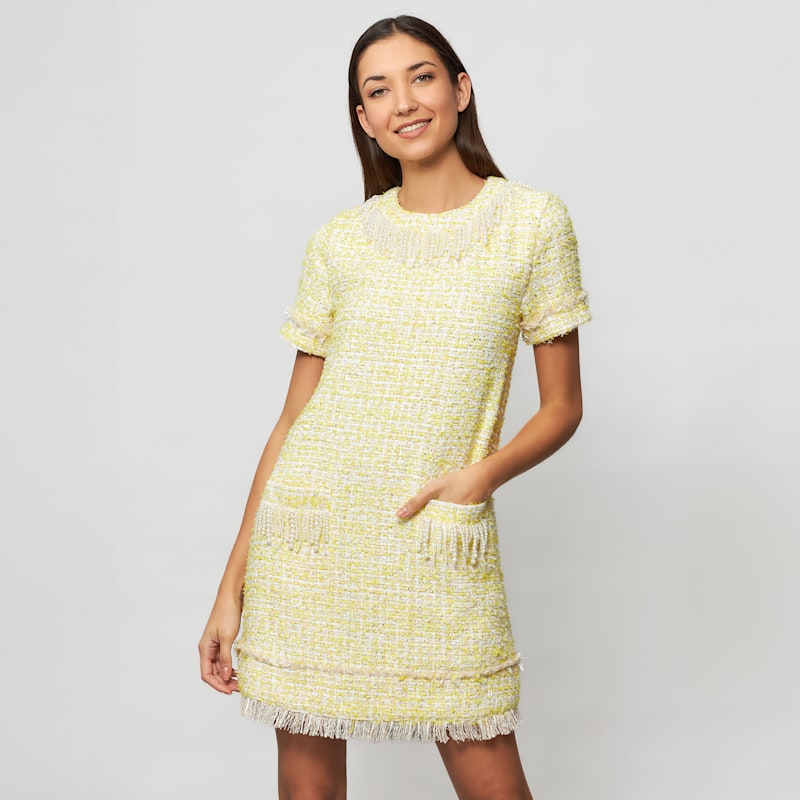 green emerald velvet dress Speak Up Cream Tweed Dress, Small - The Mint Julep Boutique main image 0