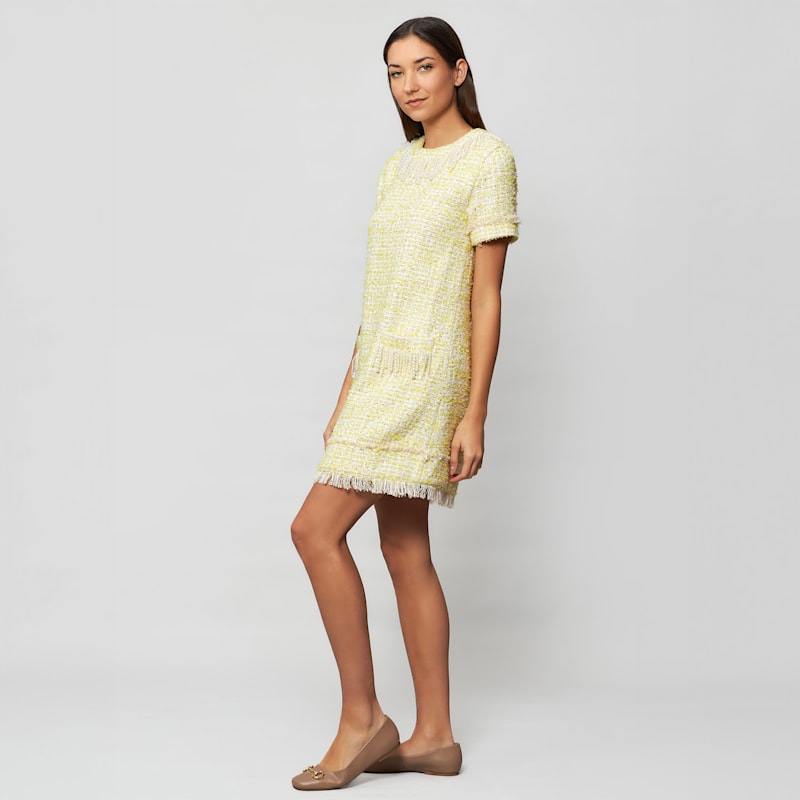 Tia Tweed Bouclé Sheath Mini Dress - Yellow | Solgo Atelier | Wolf