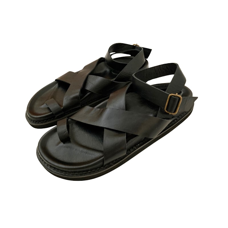 Tiana Leather Sandals In Black | Pink Haley | Wolf & Badger