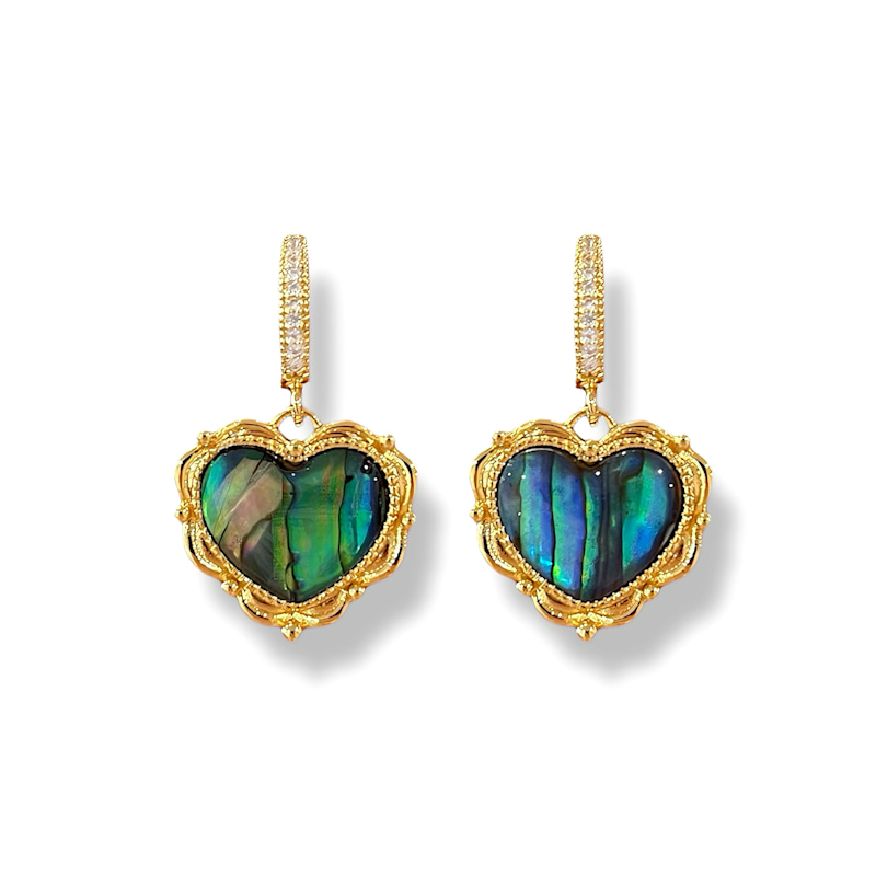 Thumbnail of Ivory Heart Zircon Earrings – Ocean Blue image