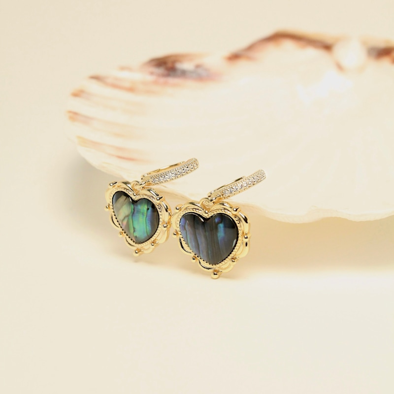 Thumbnail of Ivory Heart Zircon Earrings – Ocean Blue image