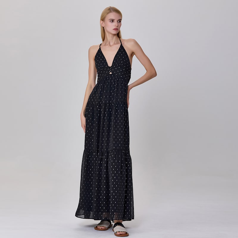 backless tiered maxi dress Summer Tropic Muse Tiered Ruffle Maxi Dress