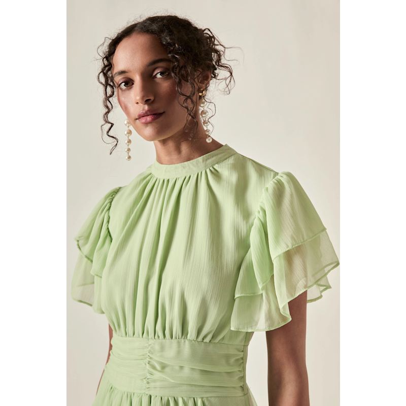 Tiered Ruffle Maxi Dress – Sage Green by James Lakeland