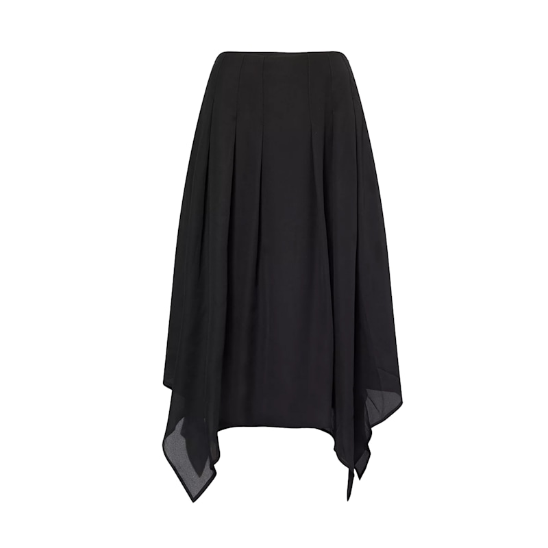 Thumbnail of Tilda Black Asymmetric Chiffon Midi Skirt image