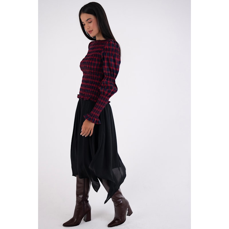 Thumbnail of Tilda Black Asymmetric Chiffon Midi Skirt image