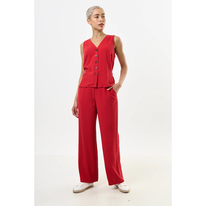 Tilde Linen Mix Wide Leg Trousers - Red | Louche | Wolf & Badger